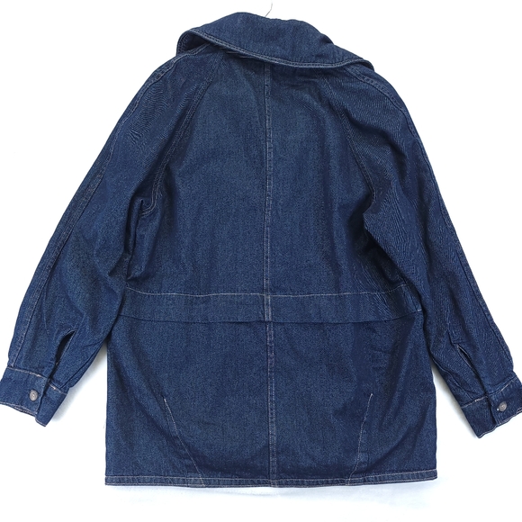 Free People Denim Car Coat Jacket 100% Cotton Oversized Rinse Wash Size M - Picture 6 of 6